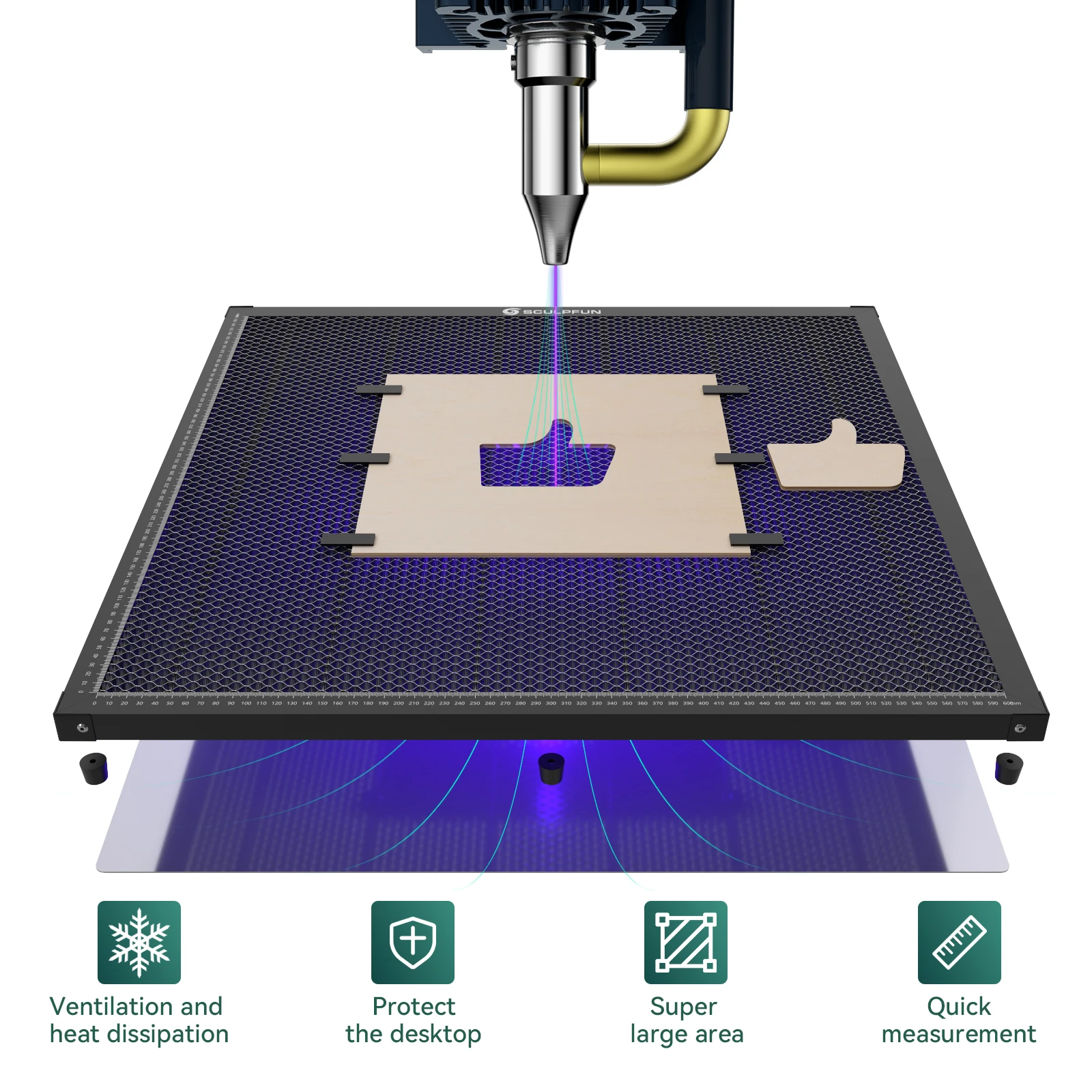 SCULPFUN 600x600mm stół warszt – Co2 Laser Engraving Machine recenzja i cena